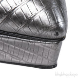Yves Saint Laurent Gun Metal Lizard Print Pointed Pump
