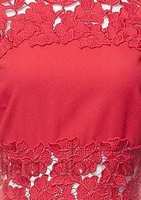 Red Floral Lace Dress