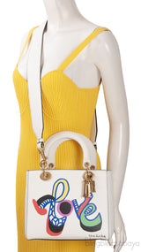 Off-White Lady Dior Calfskin Niki De Saint Phalle Love Medium Supple Bag