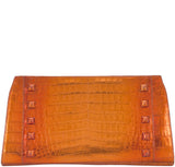 Nancy Gonzalez Orange Crocodile Studded Clutch