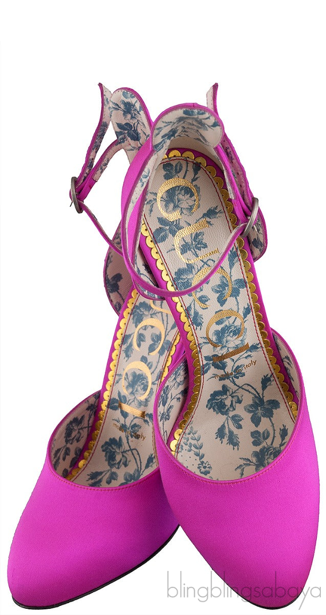 Fuchsia Satin Daisy 105 Slingback