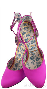 Fuchsia Satin Daisy 105 Slingback