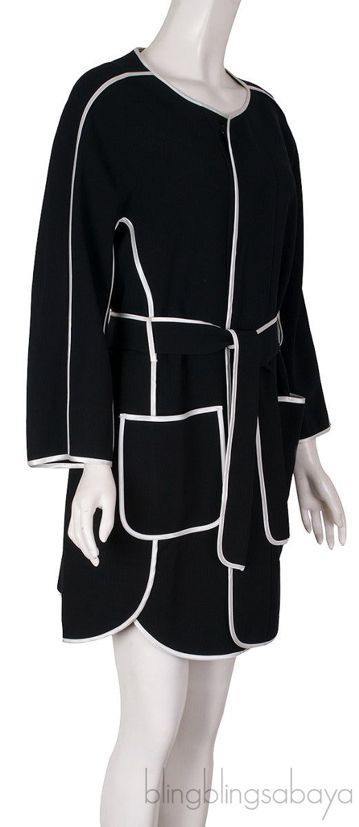 Pipe Detail Belt Coat