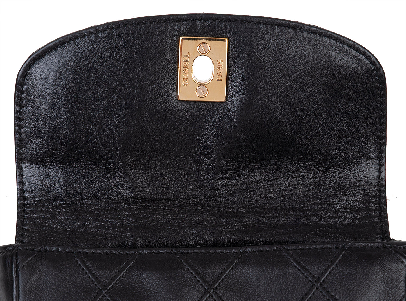 Chanel Black Quilted Leather Vintage Classic Chain Belt Bag