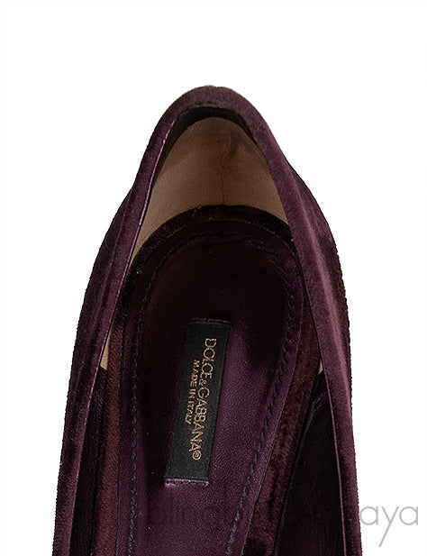 Dark Purple Velvet Mini Kitten Heels