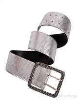 Silver Snake Effect Wide Belt