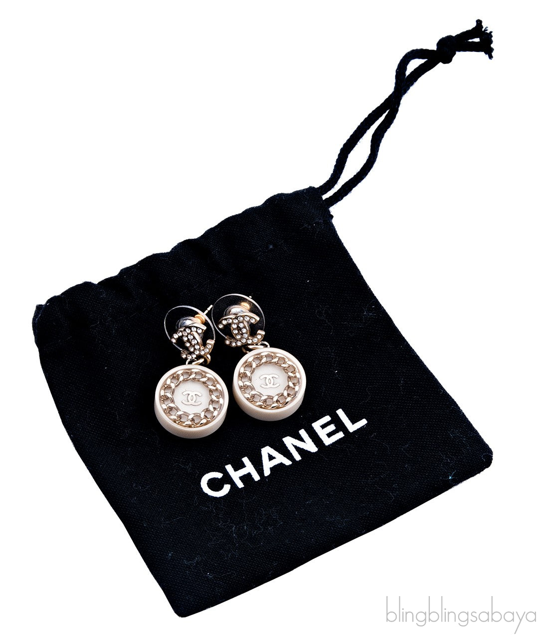 Crystal CC Logo Dangle Earrings