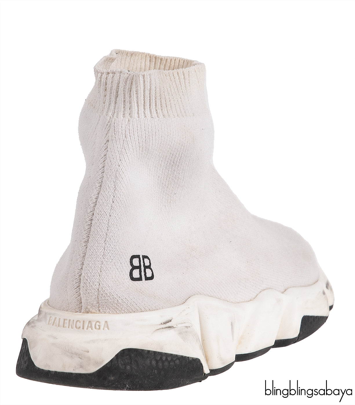 White Speed Stretch-knit High Top Kids Sneakers