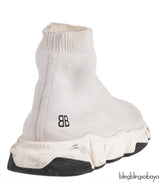 White Speed Stretch-knit High Top Kids Sneakers