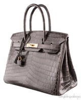 Birkin 30 Graphite Crocodile GHW