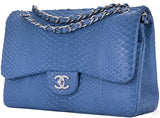 Classic Jumbo Blue Python Flap Bag