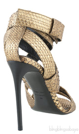 Gold Python Strappy Sandals