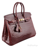 Birkin 25 Bordeaux Crocodile GHW