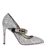 Gucci Silver Sylvie Glitter Crystal Heels