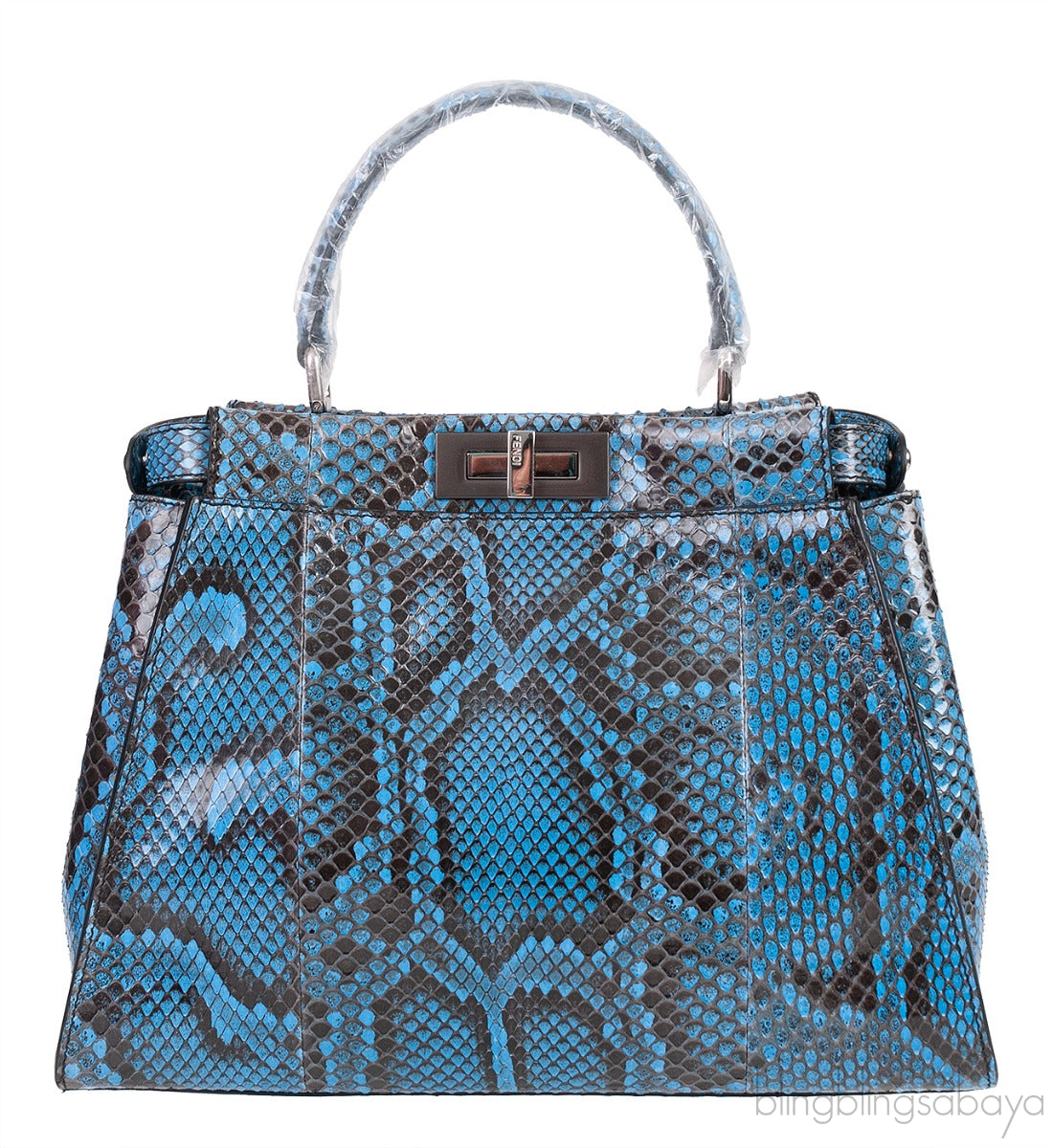 Peekaboo Medium Blue Python Bag