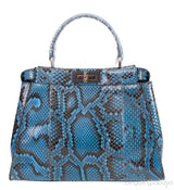 Peekaboo Medium Blue Python Bag