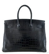 Birkin 35 Black Crocodile Porosus