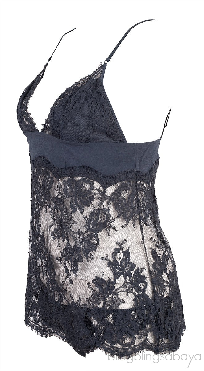 Grey Floral Lace Camisole Set