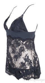 Grey Floral Lace Camisole Set