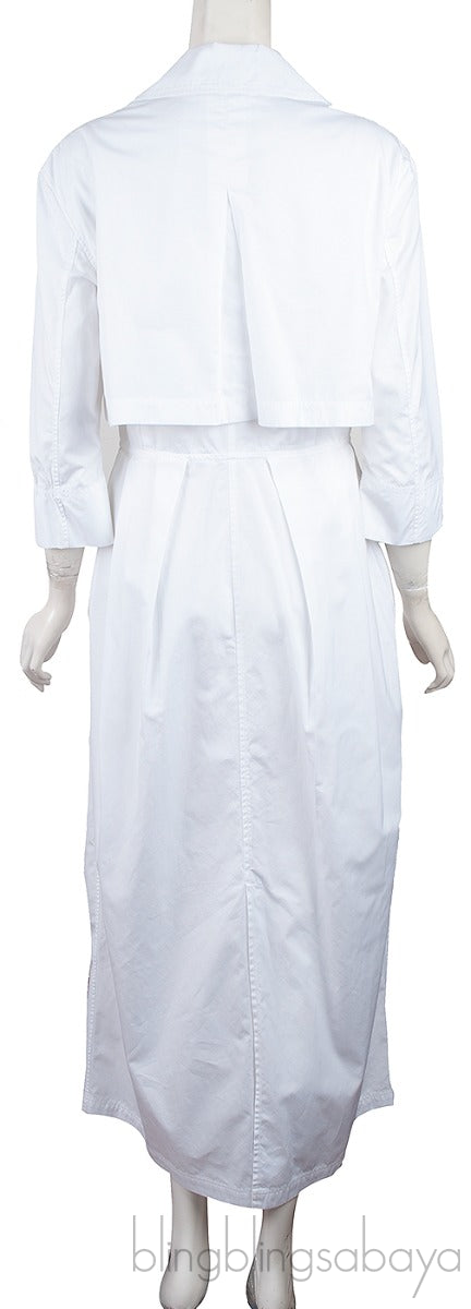 White Cotton Long Sleeve Dress