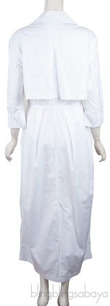 White Cotton Long Sleeve Dress