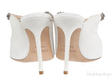 Jimmy Choo Bing White Glittery Crystal Embellished Mule 38