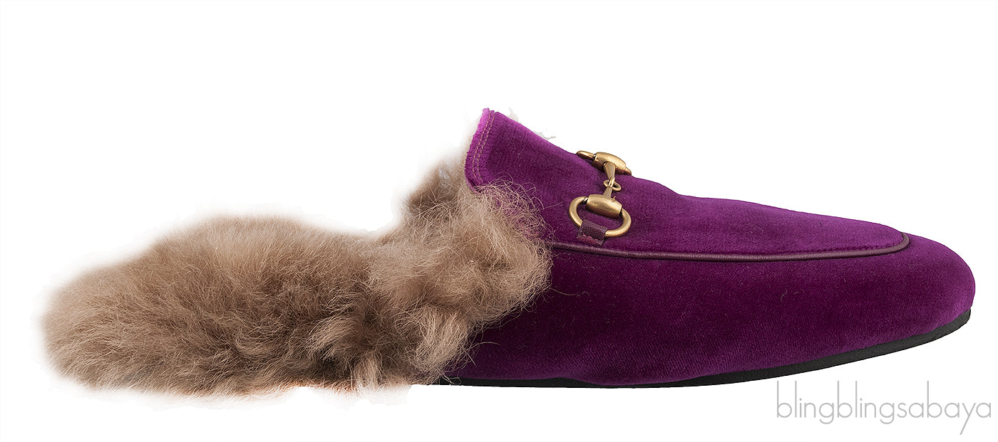 Purple Princetown Fur Slide