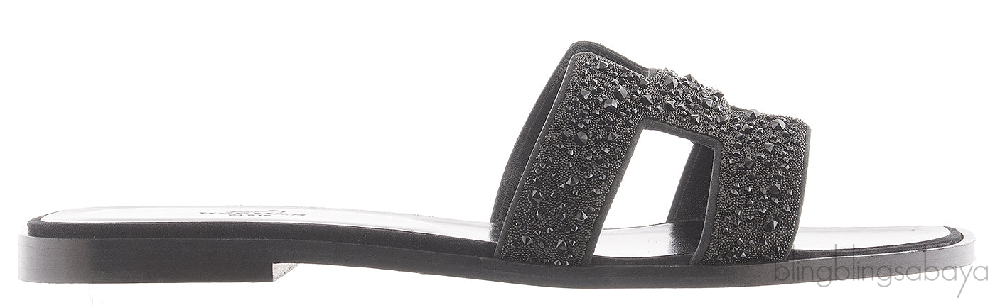 Black Oran Strass Sandals