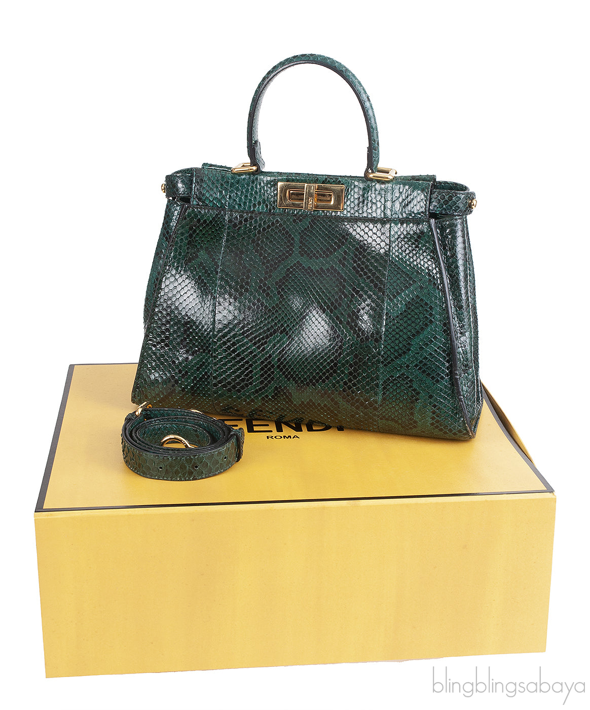 Fendi Peekaboo Medium Green Python Bag