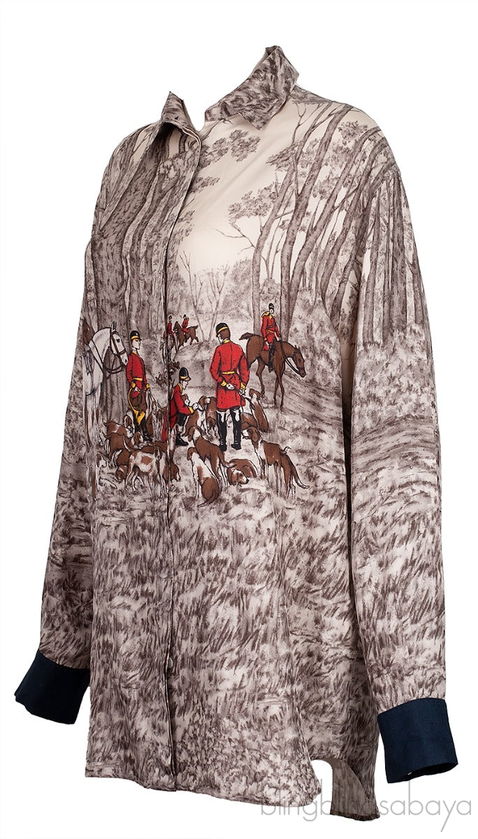 Wood & Animal Printed Long Sleeve Shirt