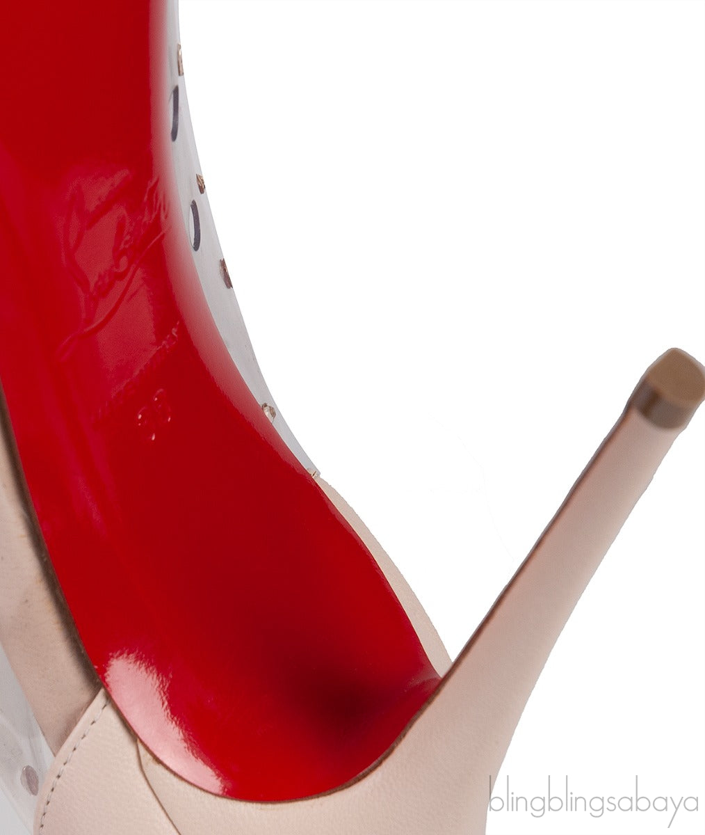 Beige PVC Crystal Heels