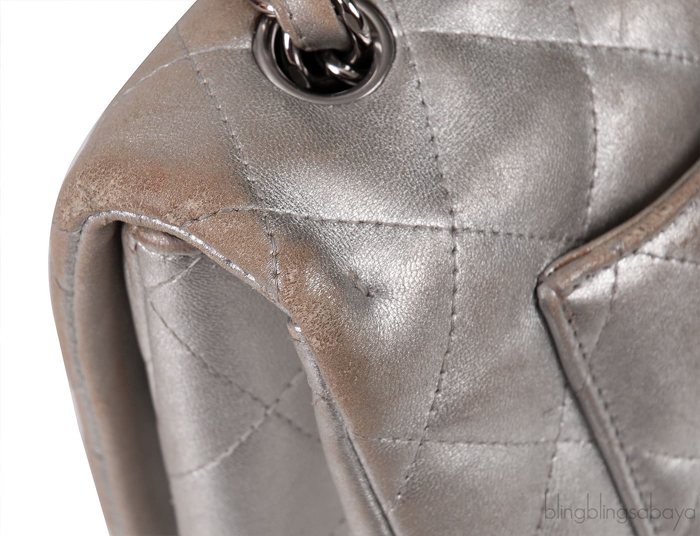 Chanel Silver Quilted Classic Jumbo Flap Bag PHW