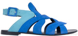 Suede Bicolor Blue Flat Sandals