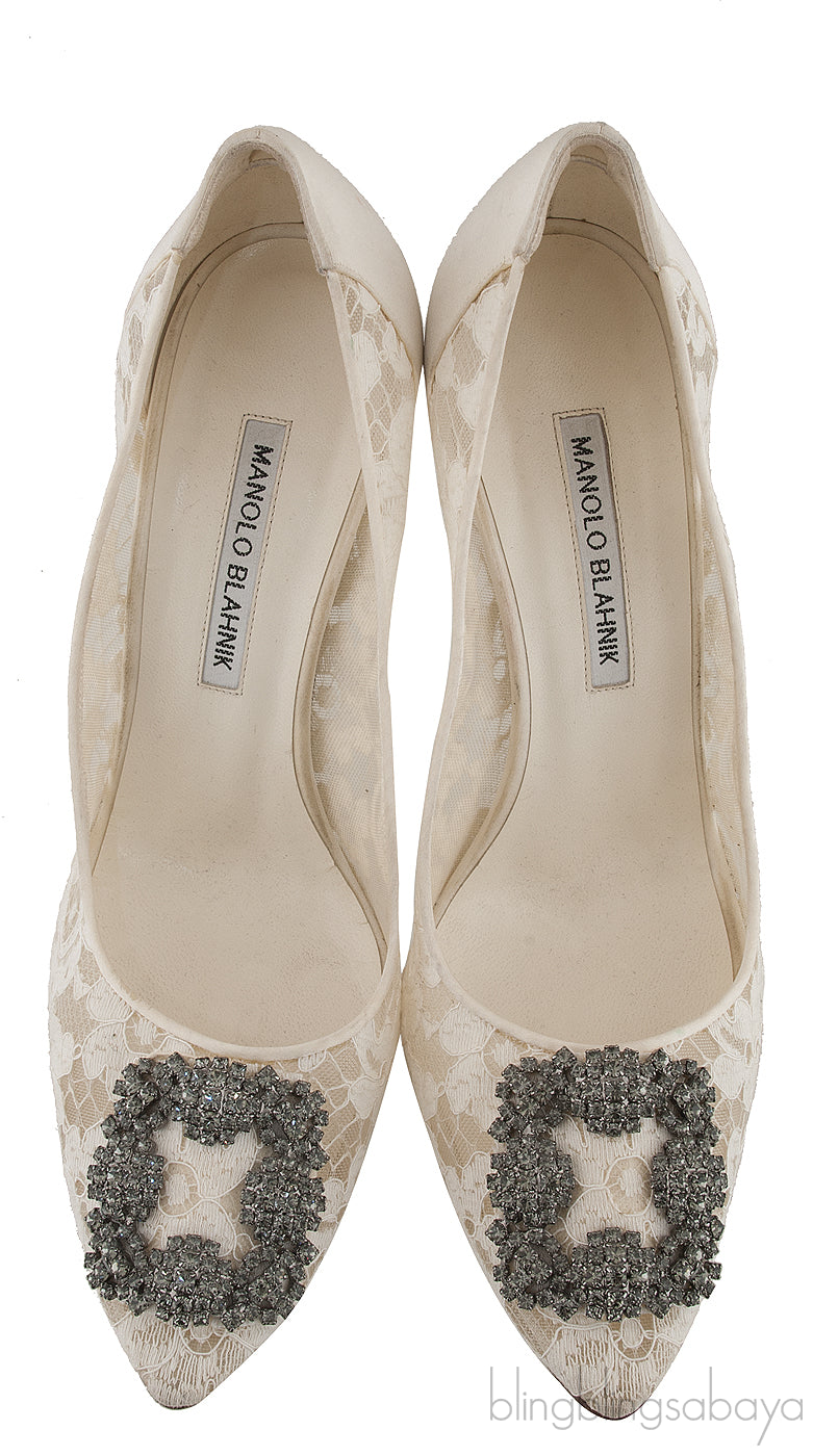 Floral Lace Ivory Hangisi Pump
