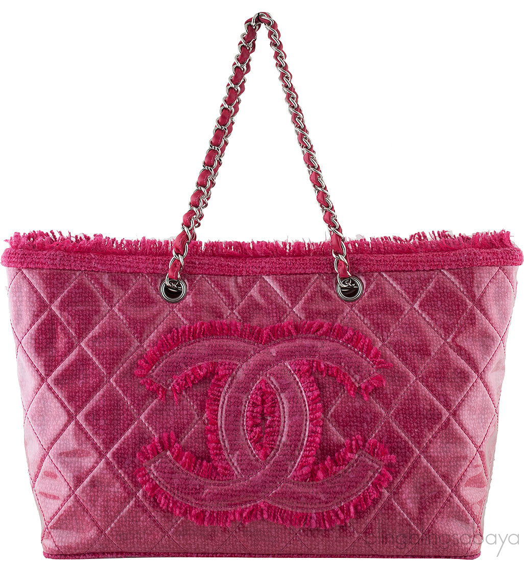 Quilted Pink Tweed PVC Tote