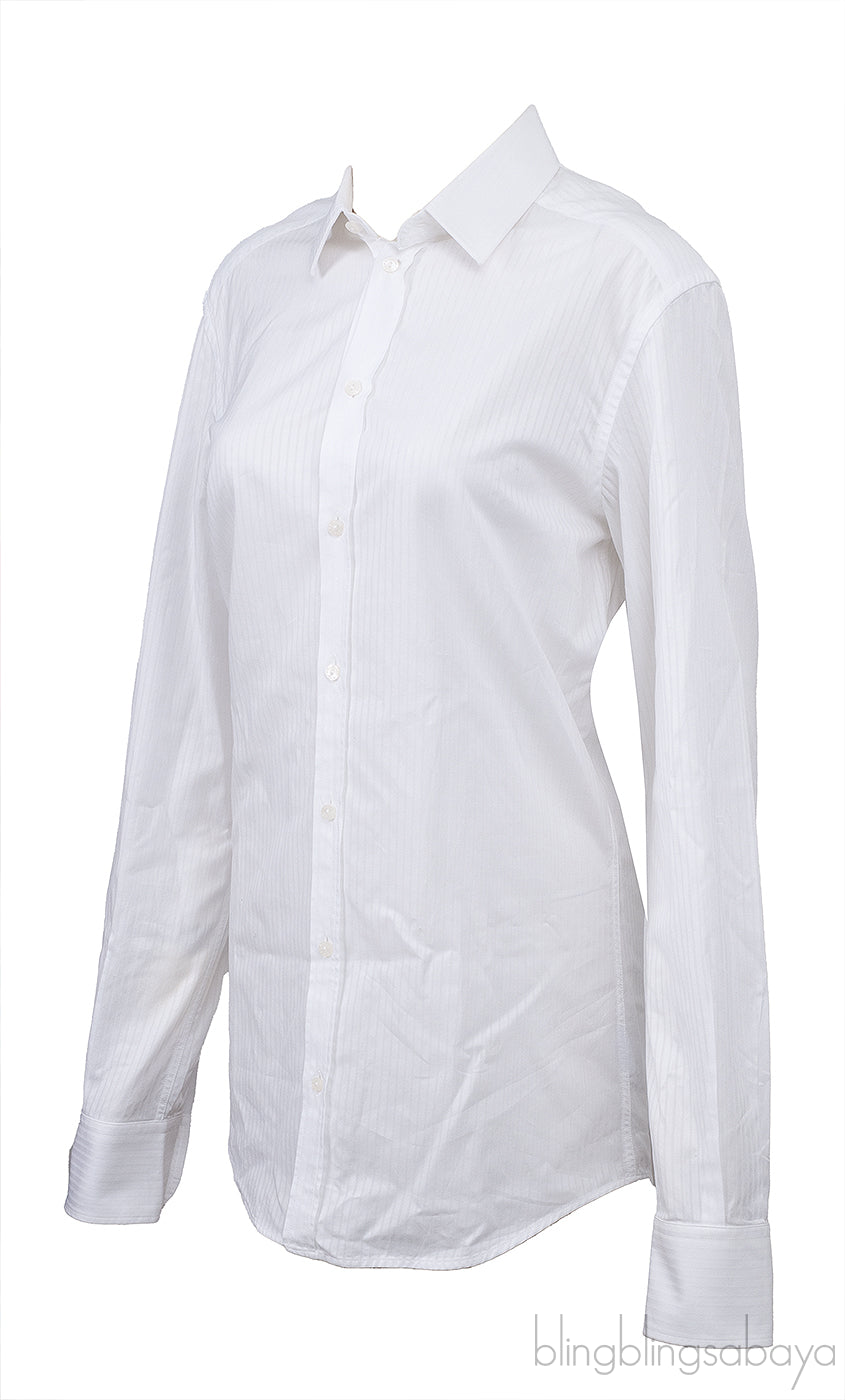 Dolce & Gabbana Gold White Cotton Long Sleeve Shirt