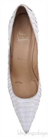 White Pigalle Python Point-Toe Heels