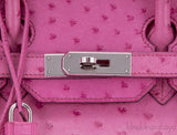 Birkin 35 Ostrich Fuschia Pink PHW