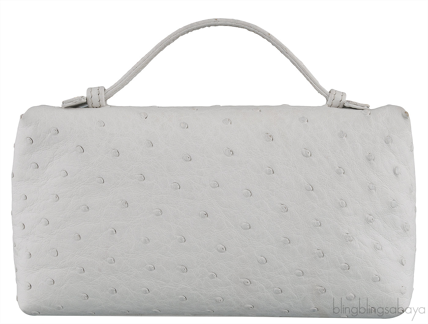L19 White Ostrich Pouch