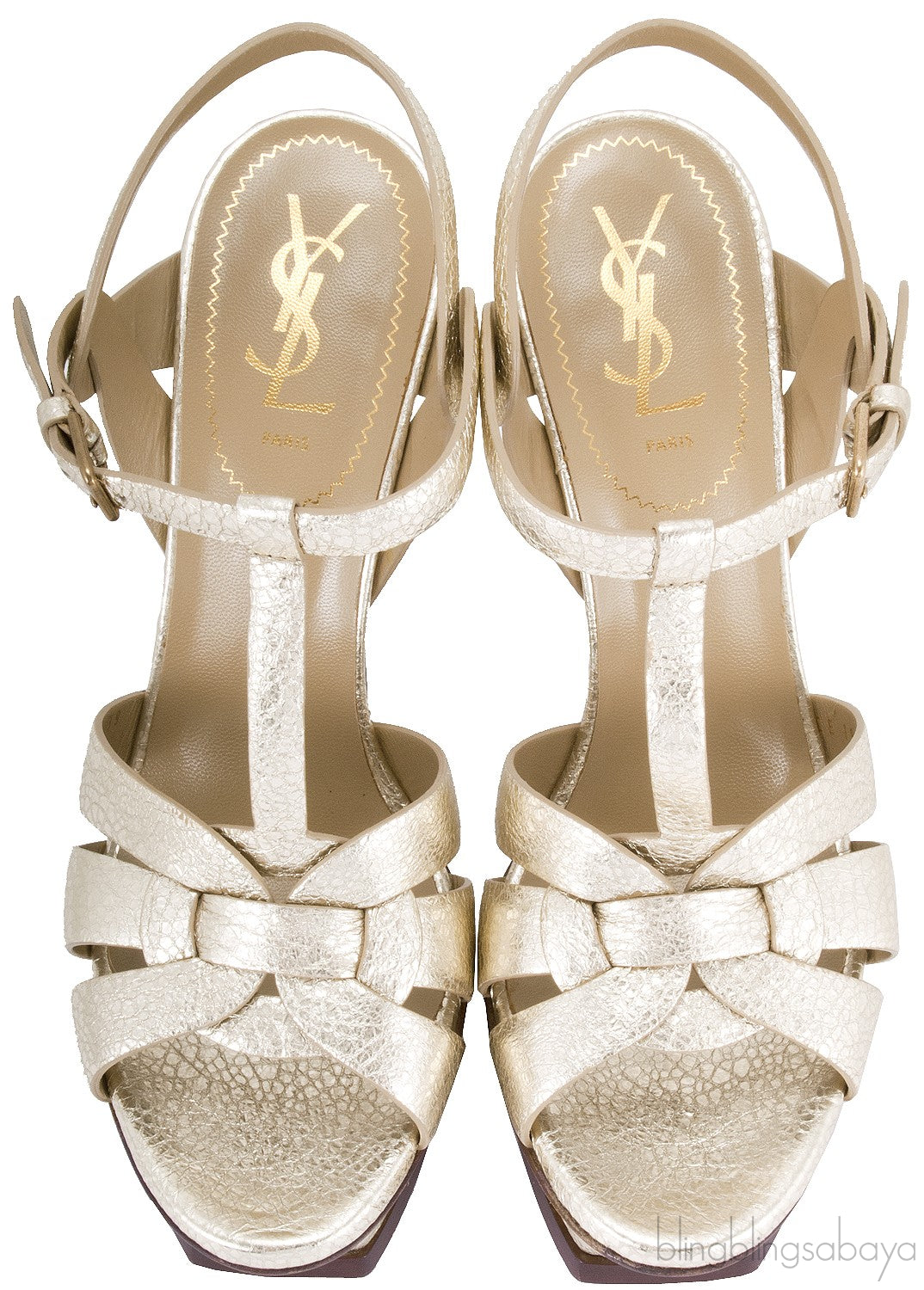 Tribute Gold Textured Leather Heels