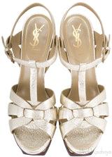 Tribute Gold Textured Leather Heels