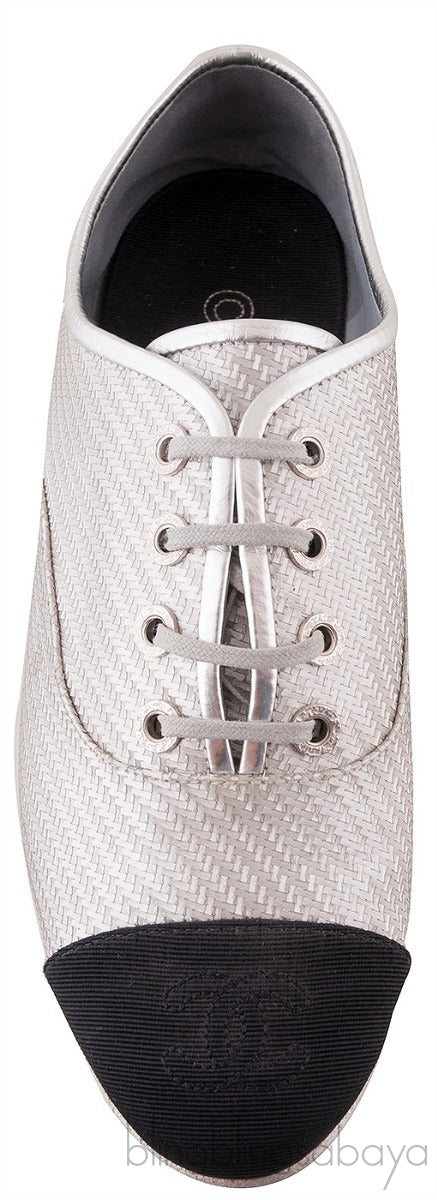 CC Silver Lace Up Cap Toe Shoes