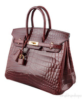 Birkin 25 Bordeaux Crocodile GHW