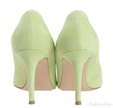 Apple Green Suede Pointed Toe Heels