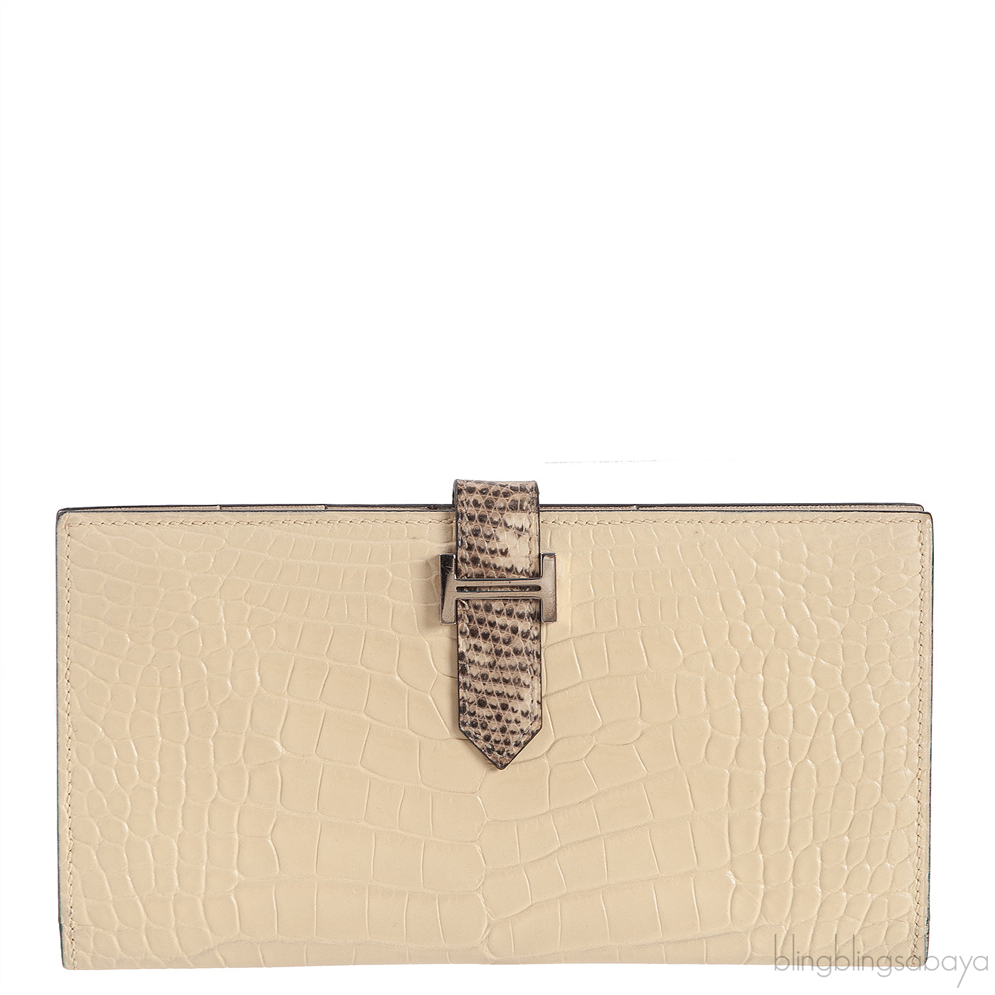 Bi-color Bearn Vanille Crocodile Ombre Lizard Wallet