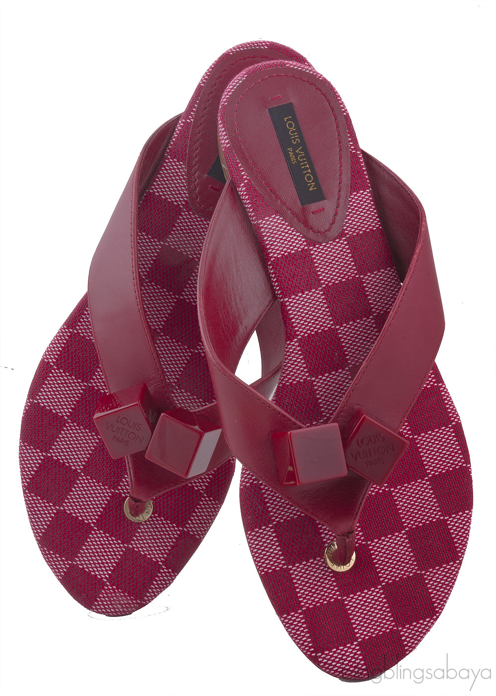 Red Damier Slip-on Sandals