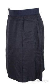 Black & Dark Blue Pleated Detail Skirt