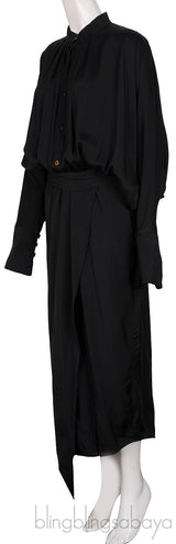 Black Asymmetric Midi Dress