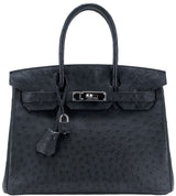 Birkin 30 Black Ostrich PHW