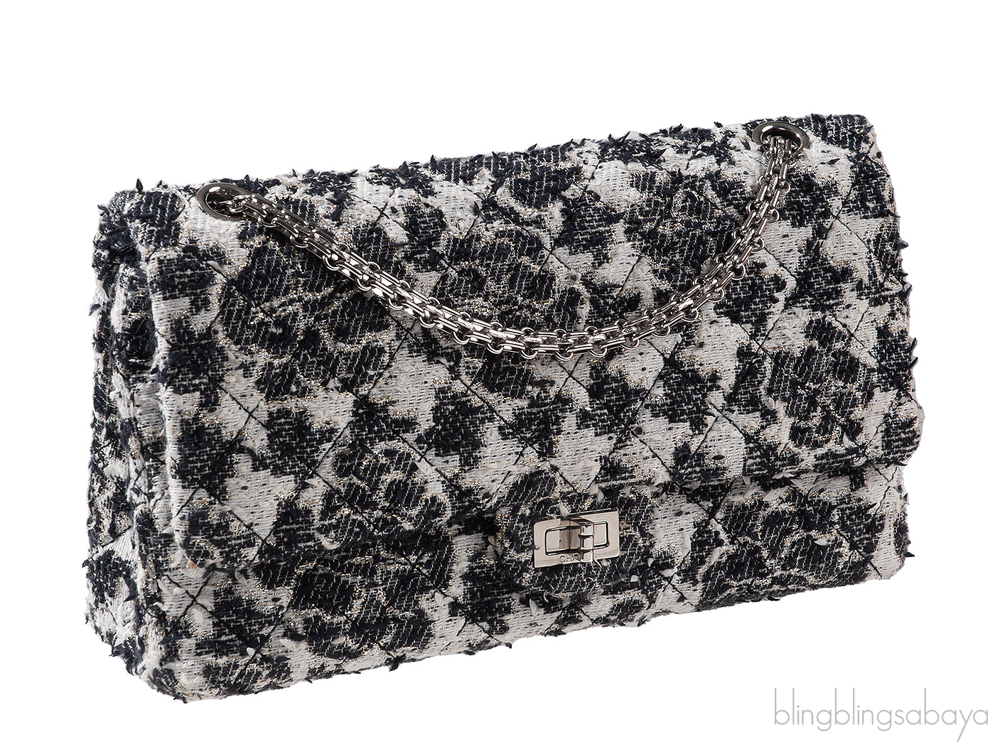 Chanel 2.55 Reissue Camellia Tweed Black and White Flap Bag